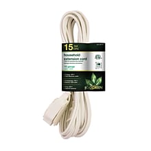 GoGreen Power 15 Extension Cord, 3-Outlet, 16 AWG, White (GG-24715-3)