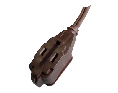 GoGreen Power 12' Extension Cord, 3-Outlet, 16 AWG, Brown (GG-24812-3)