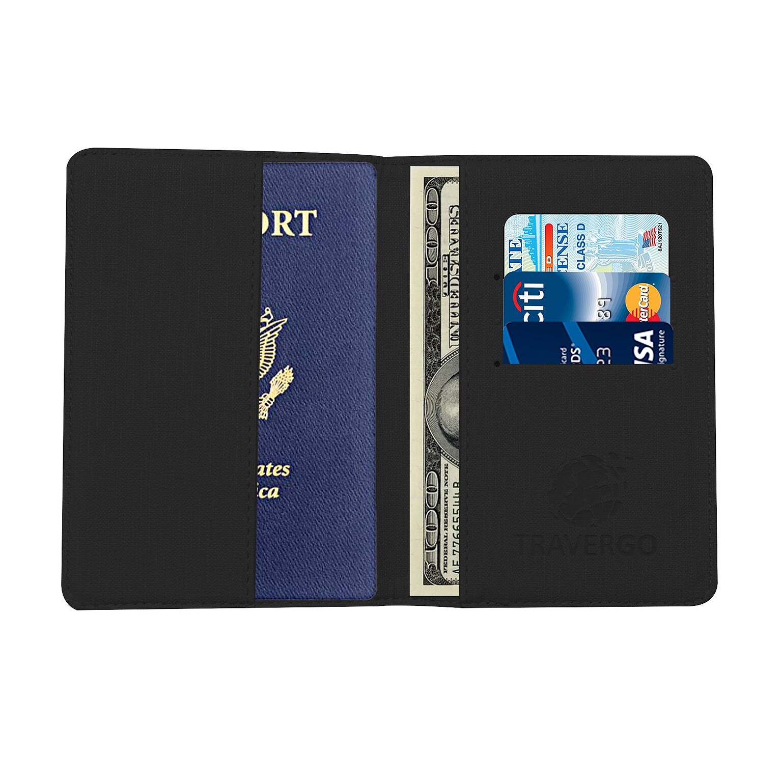 GoGreen Power Travergo Passport Holder, Black (TR1220BK)