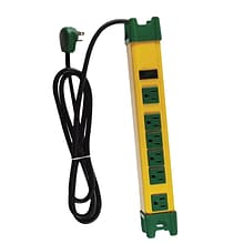 GoGreen Power 6 Outlet Metal Surge Protector, 6 cord, Yellow/Green - GG-26114