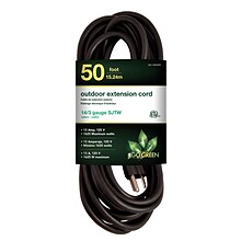 GoGreen Power 50 Indoor/Outdoor Extension Cord, 14 AWG, Black (GG-13850BK)