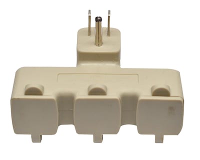 GoGreen Power 3 Outlet Tri Tap Adapter with Covers, Beige (GG-03431BE)