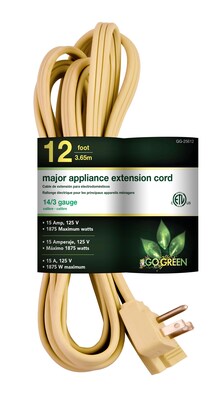 GoGreen Power 14/3 12' Appliance Cord 3pk, Beige - GG-25612