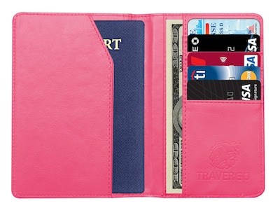 GoGreen Power Travergo PU Leather Passport Holder, Pink (TR1240PK)