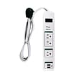 GoGreen Power 3 Outlet Surge Protector 2 USB Port, 3 cord, White - GG-13103USB