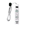 GoGreen Power 3 Outlet Surge Protector 2 USB Port, 3 cord, White - GG-13103USB