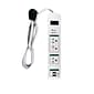 GoGreen Power 3 Outlet Surge Protector 2 USB Port, 3' cord, White - GG-13103USB