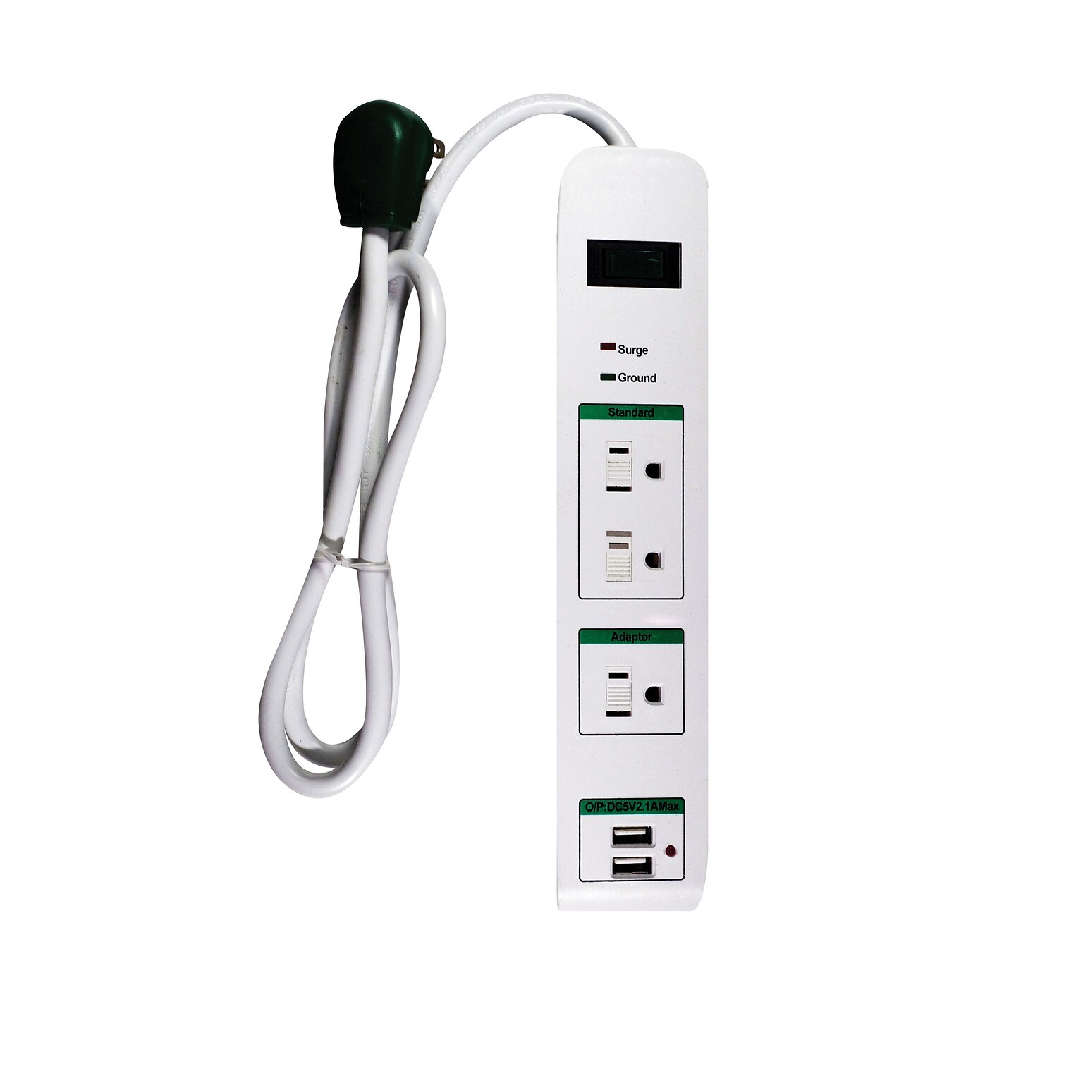 GoGreen Power 3 Surge Protector, 3 Outlet, White (GG-13103USB)