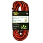 GoGreen Power 15' Indoor/Outdoor Extension Cord, 16 AWG, Orange (GG-13715)