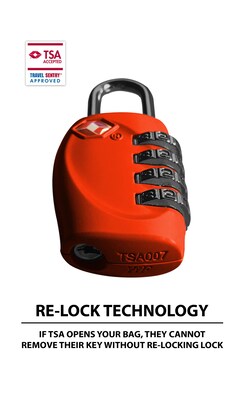 Go Green Power Travergo 4 Digit Combination Lock, Red (TR1140RD)