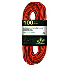 GoGreen Power 100 Indoor/Outdoor Extension Cord, 14 AWG, Orange (GG-13800)