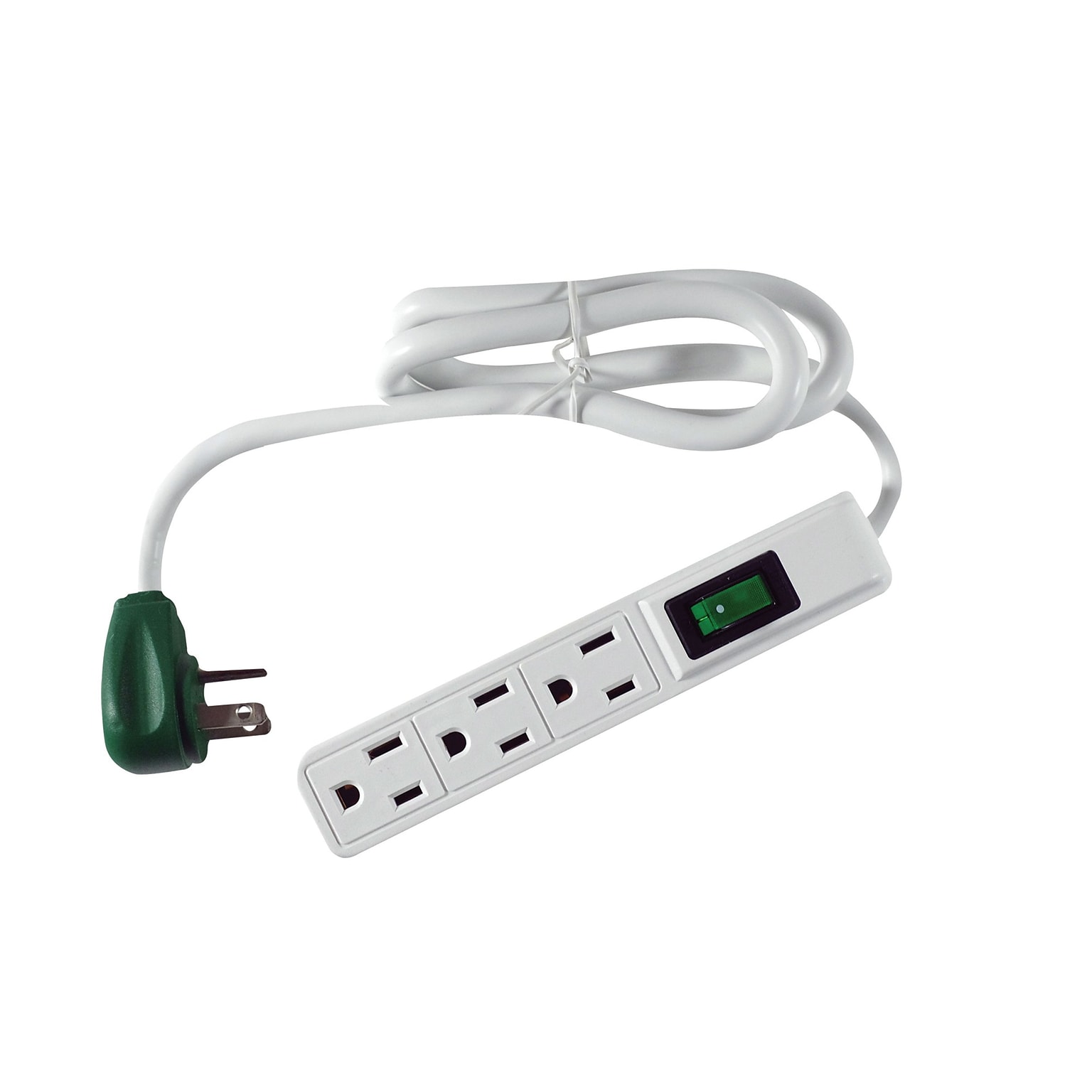 GoGreen Power Power Strip, 3 Outlet, White, 3/Pack (GG-13002MS)