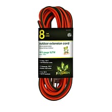 GoGreen Power 16/3 8 Heavy Duty Extension Cord, Lighted End, Orange (GG-13708)