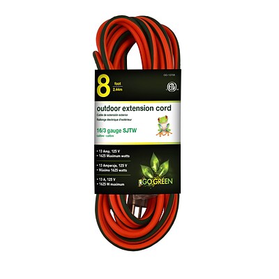 GoGreen Power 16/3 8 Heavy Duty Extension Cord - Lighted End, Orange - GG-13708