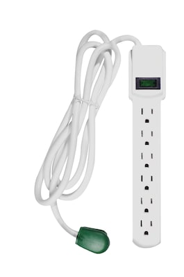GoGreen Power 6 Outlet Surge Protector, 6 Cord, White (GG-16106MS)