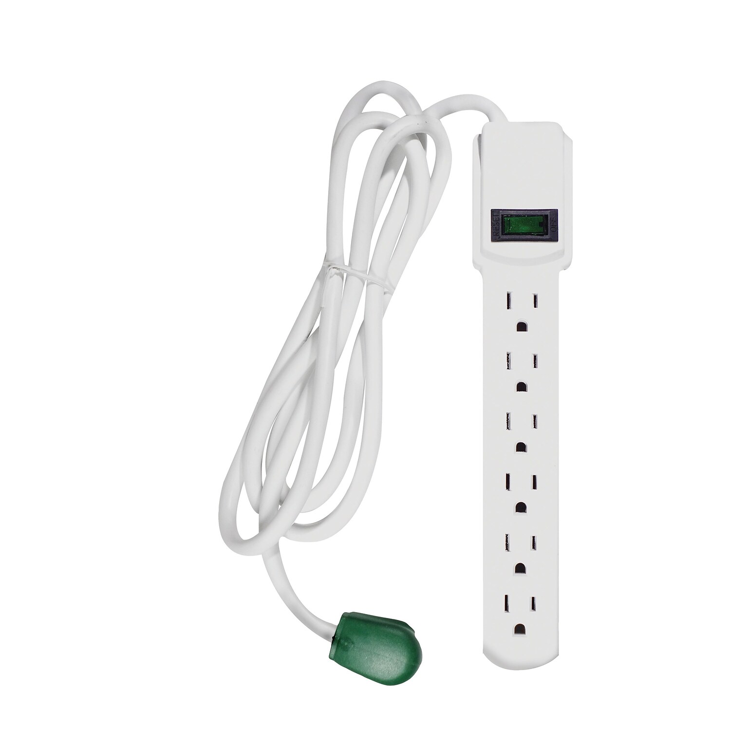 GoGreen Power 6 Outlet Surge Protector, 6 Cord, White (GG-16106MS)