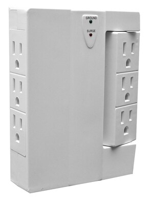 GoGreen Power 6 Outlet Swivel Wall Tap Adapter, White, GG-16000TSW