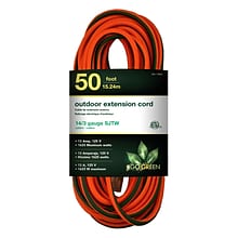 GoGreen Power 50 Indoor/Outdoor Extension Cord, 14 AWG, Orange (GG-13850)