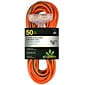 GoGreen Power 50' Indoor/Outdoor Extension Cord, 3-Outlet, 14 AWG, Orange (GG-15150)
