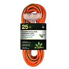 GoGreen Power 14/3 25 3-Outlet Heavy Duty Extension Cord, Lighted End, Orange (GG-15125)