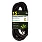 Go Green Power 15' Indoor/Outdoor Extension Cord, 16 AWG, Black (GG-13715BK)