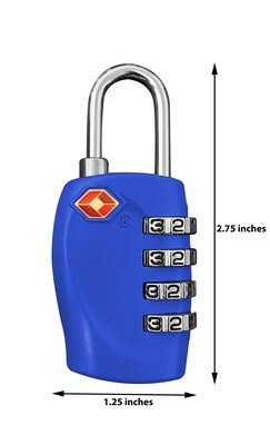 Travergo 4 Digit Combination Lock, Blue (TR1140BL)