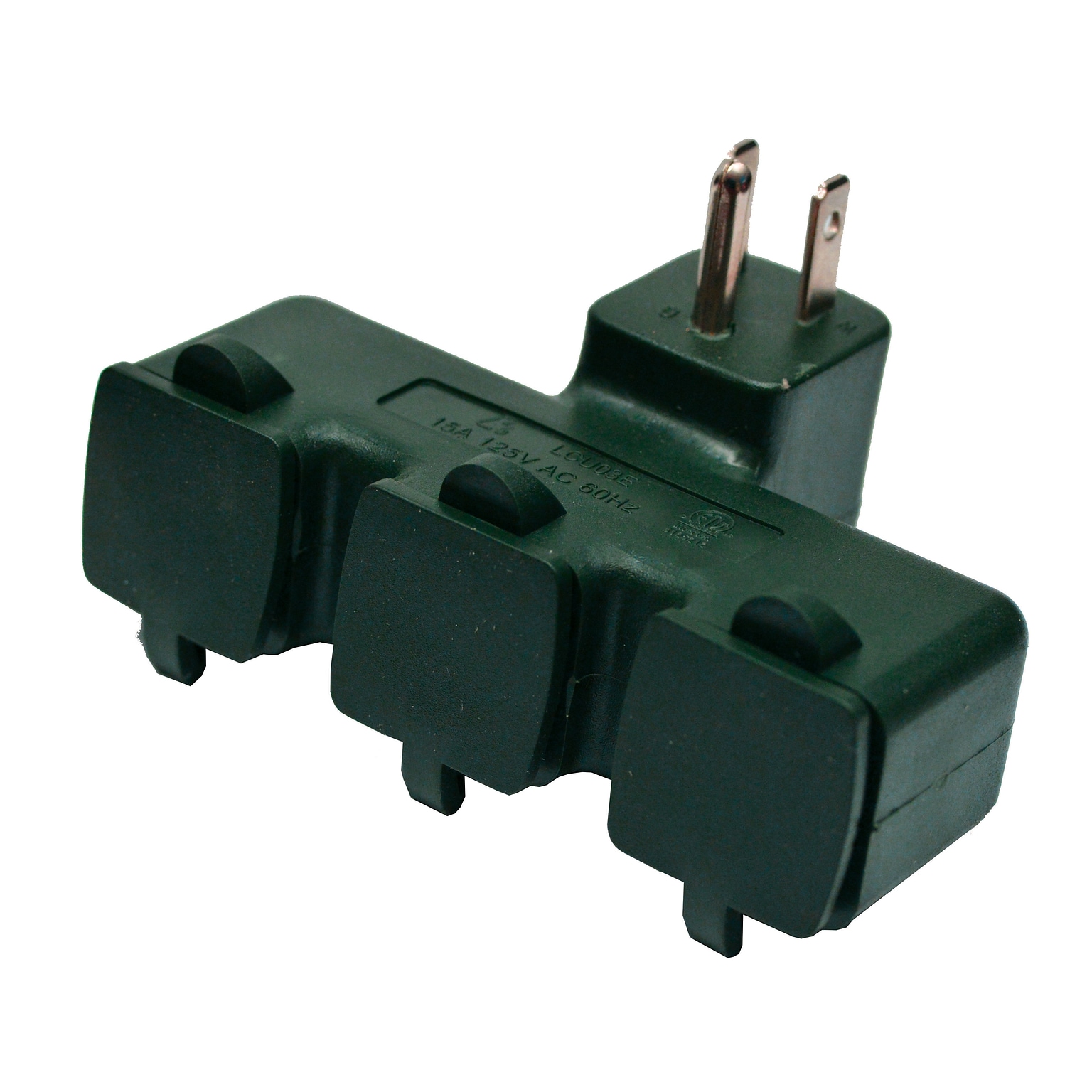 GoGreen Power 3 Outlet Tri Tap Adapter with Covers, Green (GG-03431GN)