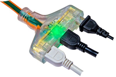 GoGreen Power 14/3 50 3-Outlet Heavy Duty Extension Cord, Lighted End - Orange, GG-15150