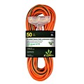 GoGreen Power 12/3 50 3-Outlet Heavy Duty Extension Cord, Lighted End, Orange (GG-15250)