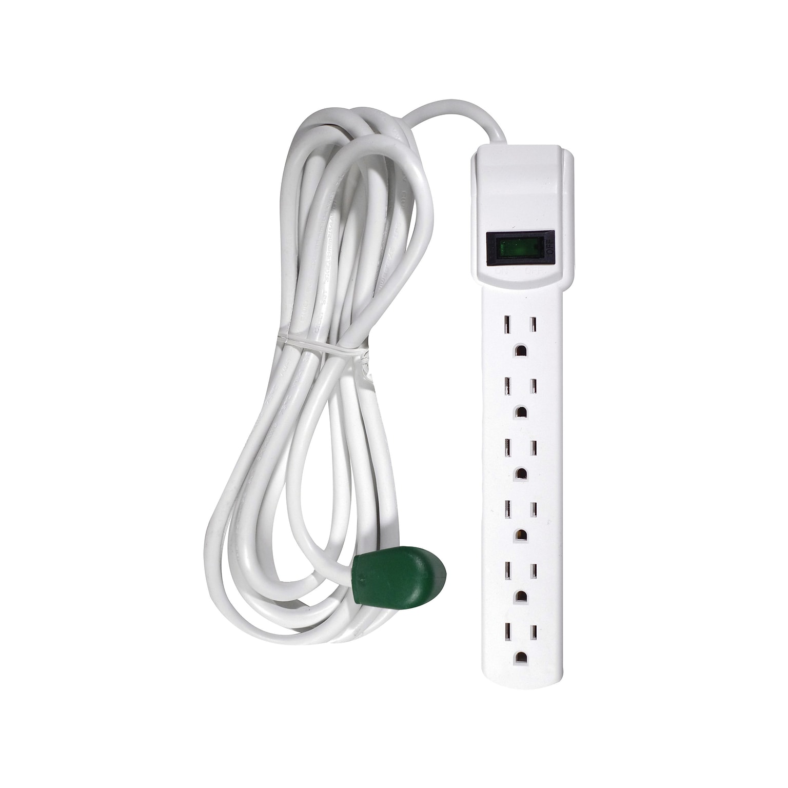 GoGreen Power 6 Outlet Surge Protector, 12 cord, White, GG-16103M-12
