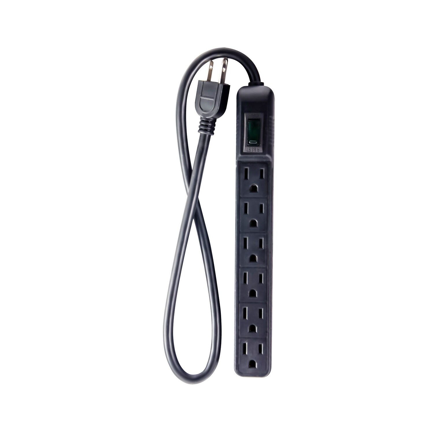GoGreen Power 6 Outlet Mini Surge Protector, 2 cord, Black (GG-16103MINBK)