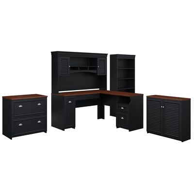 Bush Furniture Fairview 60w L Shaped Desk With Hutch Storage