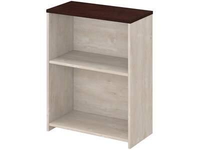 Bush Furniture Townhill 2 Shelf 30H Bookcase, Washed Gray/Madison Cherry (TNB124WM2-03)