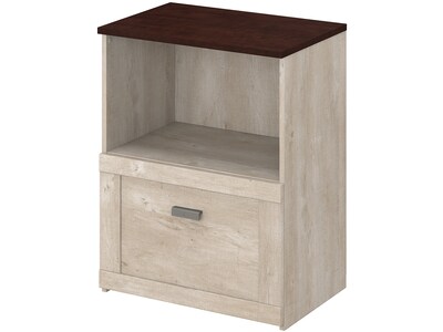 Bush Furniture Townhill 1-Drawer Lateral File Cabinet, Not Assembled, Letter, Madison Cherry/Washed Gray (TNF124WM2-03)
