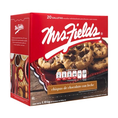 Mrs Fields Milk Chocolate Chip Cookies, 2.1 oz, 20/Pack (212-00010)