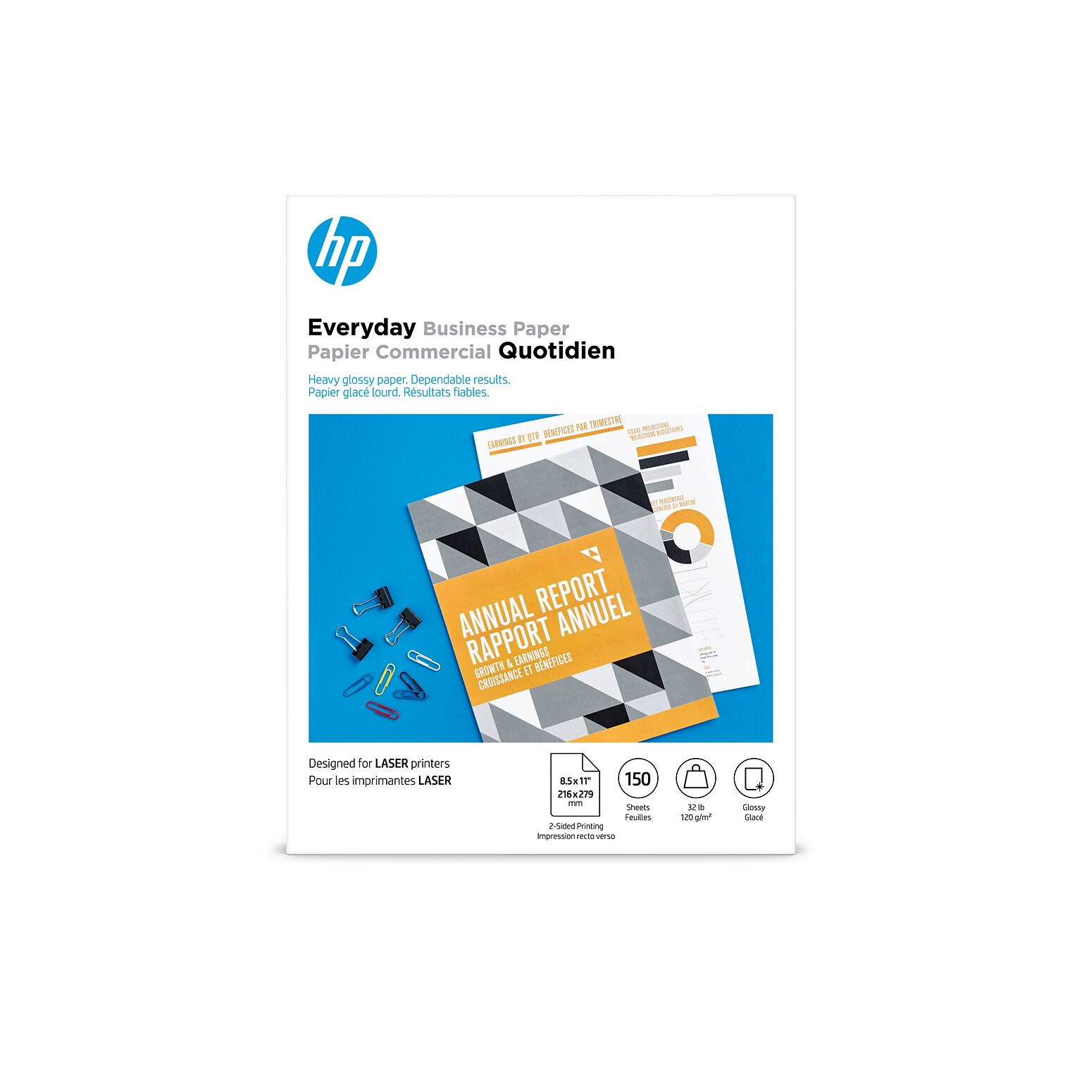 HP Everyday Business Paper, Glossy, 8.5 x 11, 150 Sheets/Pack (4WN08A)