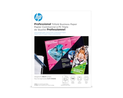 HP Professional Tri-Fold Business Paper, Glossy, 8.5 x 11, 150 Sheets/Pack (4WN12A)