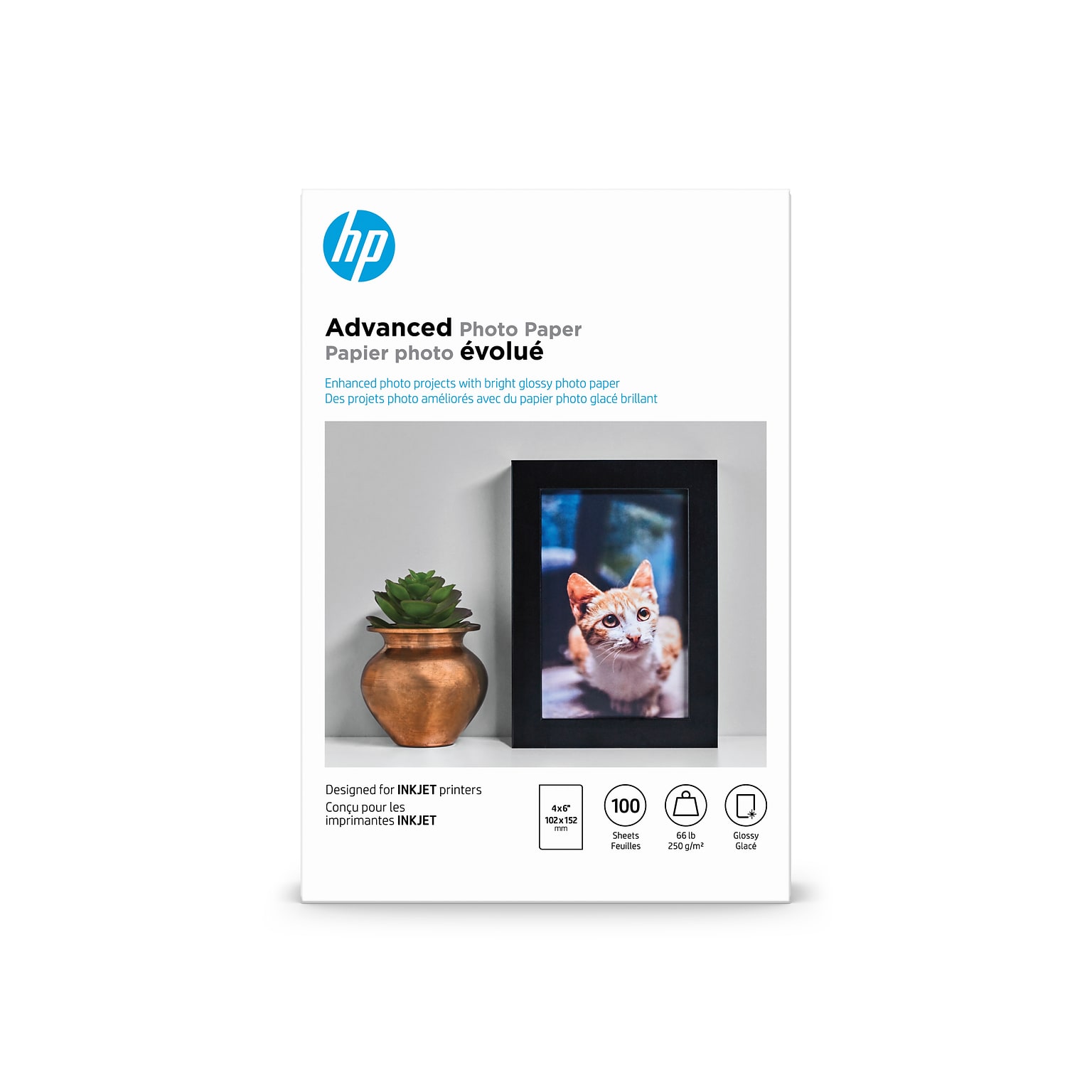 HP Advanced Glossy Photo Paper, 4 x 6, 100 Sheets/Pack (Q6638A)