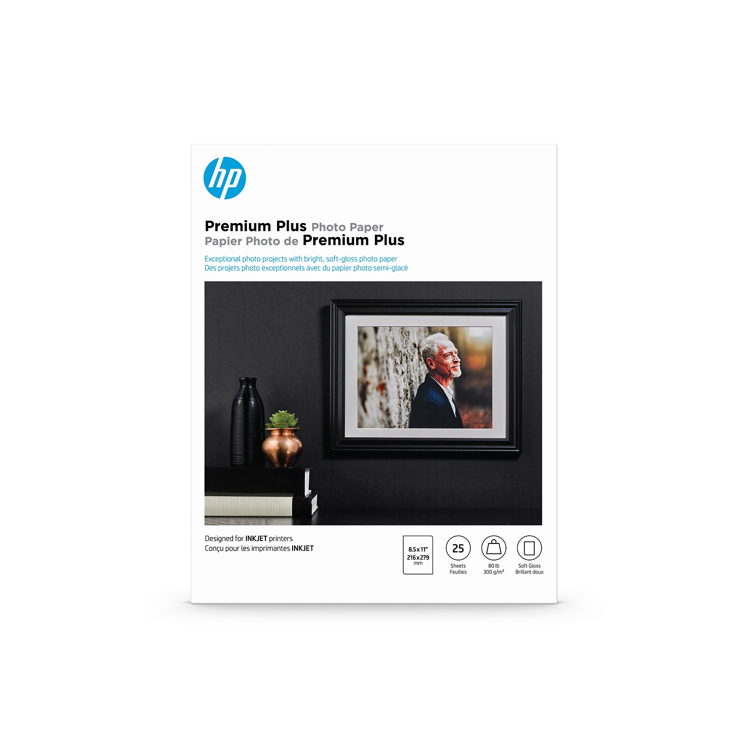 HP Premium Plus Photo Paper, Satin, 8.5 x 11, 25 Sheets/Pack (CR671A)