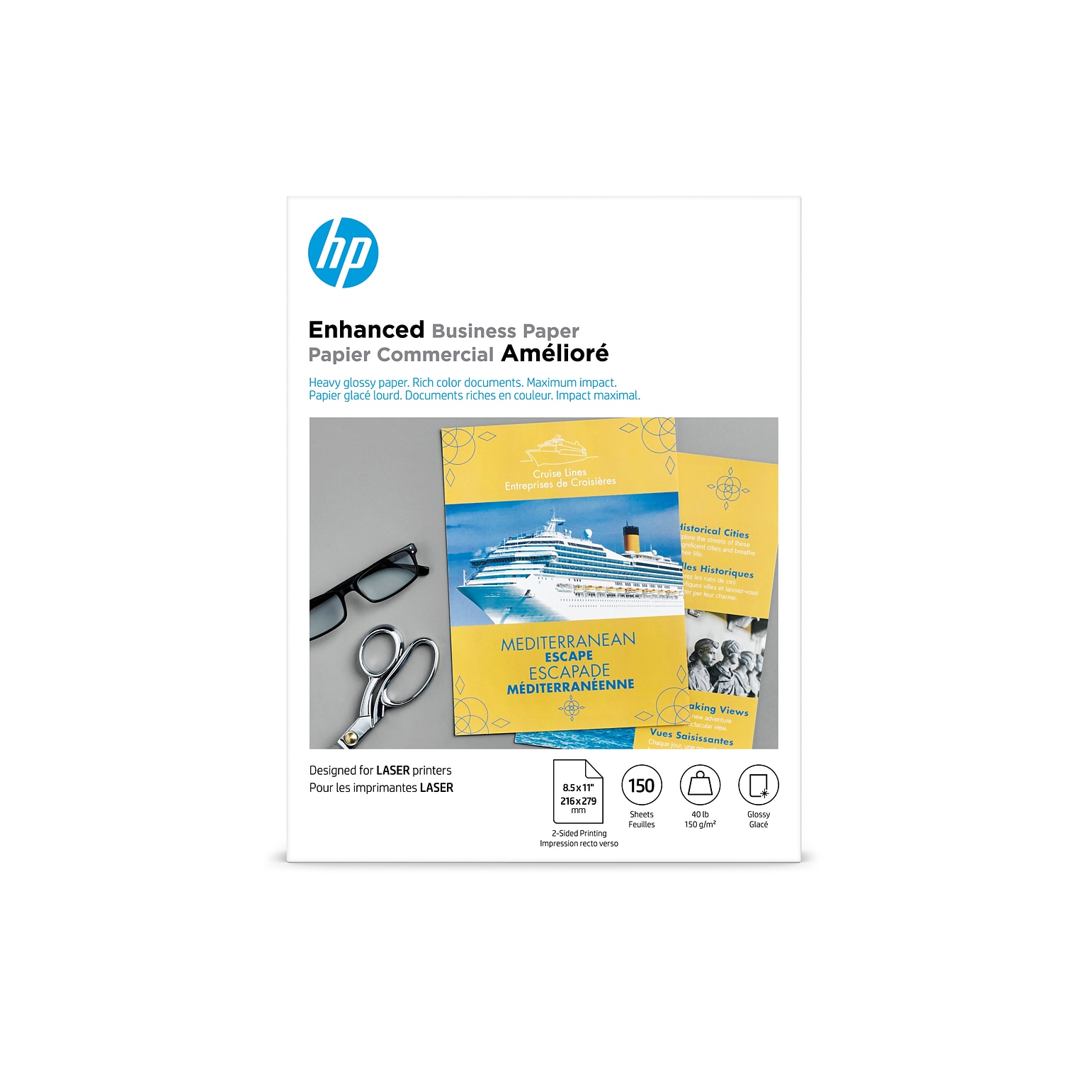 HP Enhanced Business Glossy Brochure Paper, 8.5 x 11, 150 Sheets/Pack (Q6611A)