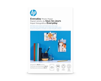 HP Everyday Glossy Photo Paper, 4 x 6, 100 Sheet/Pack (CR759A)