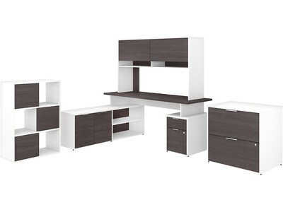 Bush Business Furniture Jamestown 71 L-Shaped Desk Bundle, Storm Gray/White (JTN012SGWHSU)