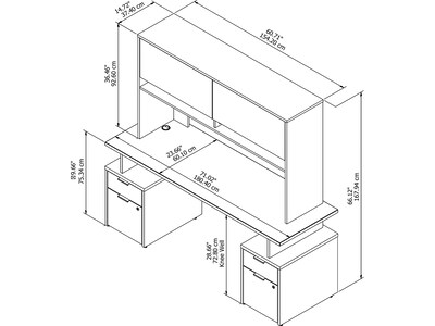 Bush Business Furniture Jamestown 71"W Computer Desk, Storm Gray/White (JTN006SGWHSU)