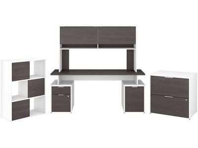 Bush Business Furniture Jamestown 71W Computer Desk Bundle, Storm Gray/White (JTN008SGWHSU)