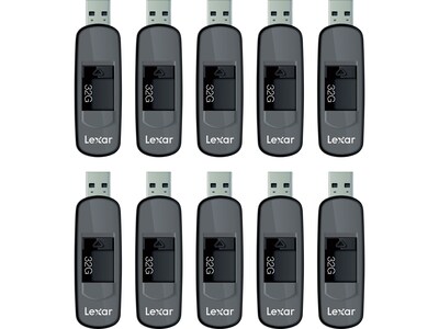 Lexar JumpDrive S75 32GB USB 3.0 Encrypted Secure Drive, 10/Pack (LJDS75-32GABNLS10PK)