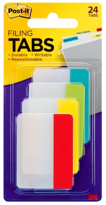 Post-it Durable Tabs, 2 Wide, Assorted Colors, 24 Tabs/Pack (686-ALYR)