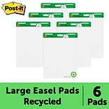 Post-it® Super Sticky Recycled Easel Pad, 25 x 30, White, 30 Sheets/Pad, 6 Pads/Pack (559RP-VAD6)