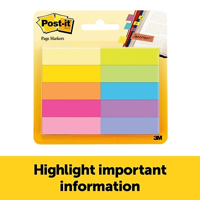 Post-it® Page Markers 1/2 x 2, Assorted Colors, 500 Page Markers/Pack (670-10AB)