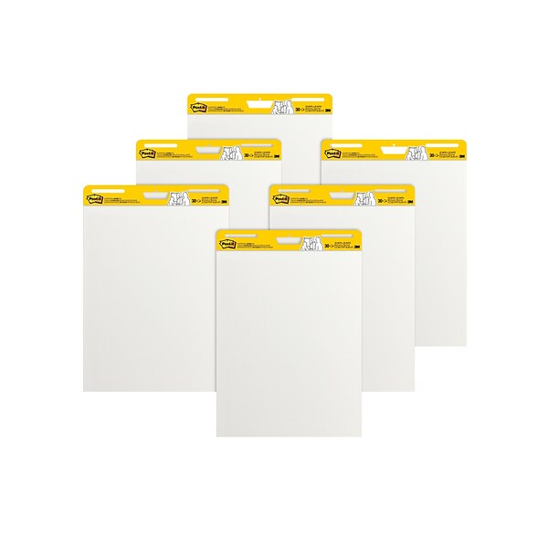 Post-it® Super Sticky Easel Pad, 25 x 30, White, 30 Sheets/Pad, 6 Pads/Pack (559-VAD-6PK)
