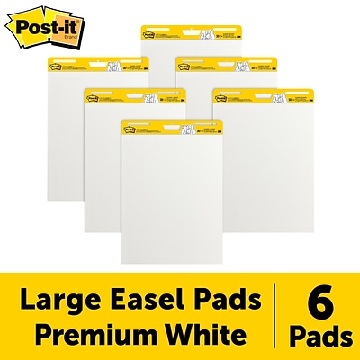 Post-it Self-Stick Easel Pads 25 x 30 White 30-Sheets per pad x 6 Pads 6 Pack